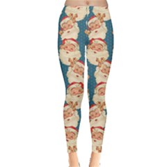 Vintage Santa Red Snowing Leggings  by CoolDesigns