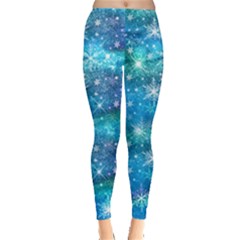 Vintage Xmas Stars Sky Blue Lights Long Leggings by CoolDesigns