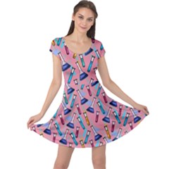 Science Lab Flask Pattern Pink Cap Sleeve Dress by CoolDesigns