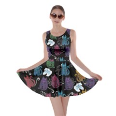 Colorful Cat Dark Colorful Space With Cats Saturn And Stars Skater Dress by CoolDesigns