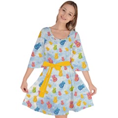 Cute Bear Light Blue Candy Velour Kimono Dress by CoolDesigns