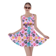 Cute Pet Paws Violet Stretch Skater Dress by CoolDesigns