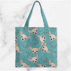 Light Blue Chiwawa Chihuahua Pet Zipper Grocery Tote Bag by CoolDesigns
