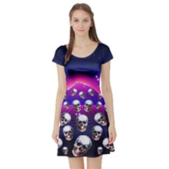 Skull Space Short Sleeve Skater Dress by CoolDesigns