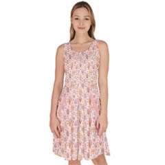 Light Pink & White Yummy Ice Cream Pattern Knee Length Skater Dress With Pockets by CoolDesigns