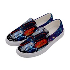 Black Alien Galaxy Print Womens Canvas Slip Ons by CoolDesigns