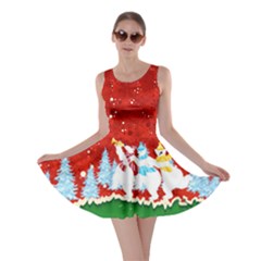 Red Snow Cute Polar Bear Xmas Double Sided Skater Dress by CoolDesigns