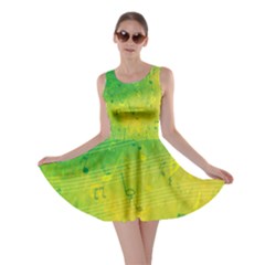 Music Notes Green Yellow Musical Double Sided Skater Dress by CoolDesigns
