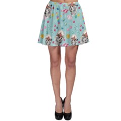 Kitty Candy Mint Tea Time Teal Pink Lollipop Candy Macaroon Cupcake Donut Skater Skirt by CoolDesigns