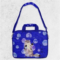 Blue Bubbles Cute Cat 13  Shoulder Laptop Bag  by CoolDesigns