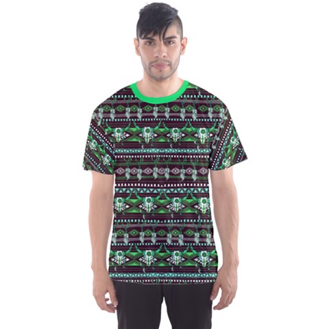 Skulls Green Tribal Native American Men s Sports Mesh Tee by CoolDesigns