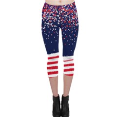 Shine American Stars Blue Capri Leggings  by CoolDesigns