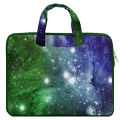 Blue Green Space Fun Stars Carrying Handbag Laptop 16  Double Pocket Laptop Bag  by CoolDesigns