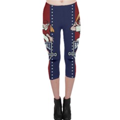 Red Navy Baseball Capri Leggings  by CoolDesigns