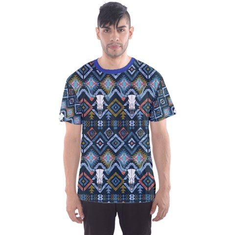 Skulls Steel Blue Tribal Native American Men s Sports Mesh Tee by CoolDesigns