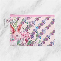 Vintage Light Violet Daisy Floral With Rabbit Canvas Cosmetic Bag by CoolDesigns
