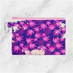 Magenta & Pink Cannabis Marijuana Leaf Canvas Cosmetic Bag  by CoolDesigns