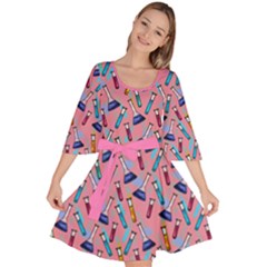Science Lab Flask Pattern Pink Velour Kimono Dress by CoolDesigns