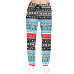Xmas Lights Colorful Nutcracker Aztec Long Women Velvet Drawstring Pants by CoolDesigns