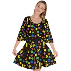 Fun Gamer Cosplay Cartoon Black Velour Kimono Dress by CoolDesigns
