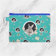 Cute Turquoise Alice Rabbit Canvas Cosmetic Bag by CoolDesigns