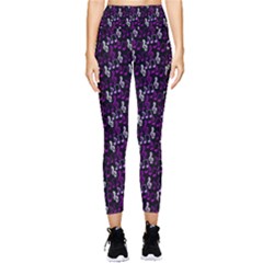 Purple & Black Music Notes Treble Clef Pocket Leggings  by CoolDesigns