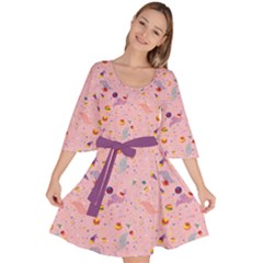 Planets Space Pink Neutron Star Velour Kimono Dress by CoolDesigns