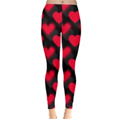 Love Heart Shapes Black Sweet Leggings  by CoolDesigns