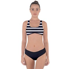 Black Stripes Criss Cross Bikini Set by CoolDesigns