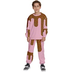Ice Cream Dessert Food Cake Chocolate Sprinkles Sweet Colorful Drip Sauce Cute Kids  Sweatshirt Set