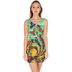 Monkey Tiger Bird Parrot Forest Jungle Style Bodycon Dress by Grandong