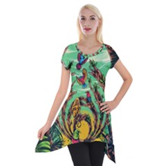 Monkey Tiger Bird Parrot Forest Jungle Style Short Sleeve Side Drop Tunic