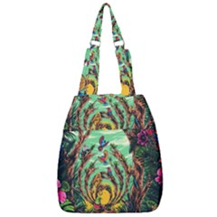 Monkey Tiger Bird Parrot Forest Jungle Style Center Zip Backpack by Grandong