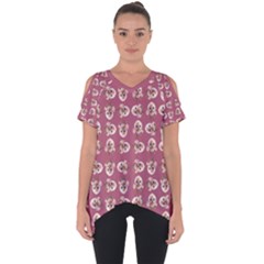 Whimsy Chickens Pattern Cut Out Side Drop T-shirt