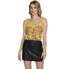 Whimsy Chickens Pattern (ai) Flowy Camisole Tie Up Top