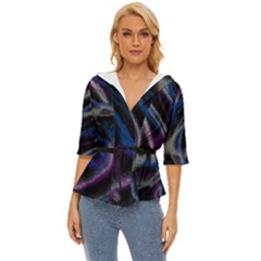 Multicolored Abstract Dynamic Shapes Print Lightweight Drawstring Hooded Top