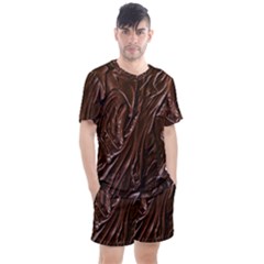 Chocolate Texture, Dark Chocolate Background Men s Mesh T-shirt And Shorts Set