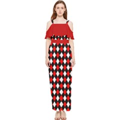 Harlequin Rhombus Draped Sleeveless Chiffon Jumpsuit by Givinglala