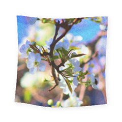 Springtime Pear Tree Blossoms Square Tapestry (small) by ExtraAwesomeSauce