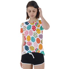 Easter Eggs Pattern, Easter Short Sleeve Open Back T-shirt