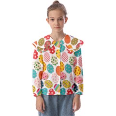 Easter Eggs Pattern, Easter Kids  Peter Pan Collar Blouse