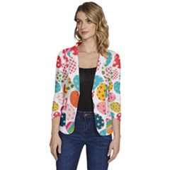 Easter Eggs Pattern, Easter Women s One-button 3/4 Sleeve Short Jacket