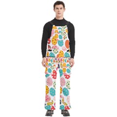 Easter Eggs Pattern, Easter Men s Side Zip Front Pouch Ski And Snowboard Bib Pants	