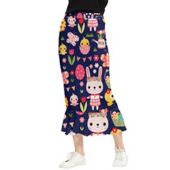 Bunny - Easter Pattern Maxi Fishtail Chiffon Skirt