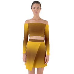 Amber Orange To Chocolate Brown Bilinear Gradient Off Shoulder Top With Skirt Set