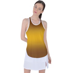 Chocolate Brown To Amber Orange Bilinear Gradient Racer Back Mesh Tank Top