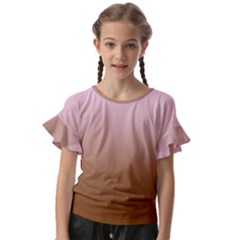 Pink Lace To Chocolate Brown Linear Gradient Kids  Cut Out Flutter Sleeves