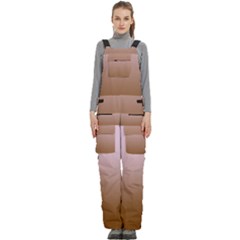 Pink Lace To Chocolate Brown Linear Gradient Women s Side Zip Front Pouch Ski And Snowboard Bib Pants	