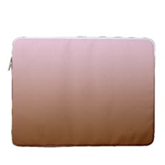 Pink Lace To Chocolate Brown Linear Gradient 15  Vertical Laptop Sleeve Case With Pocket