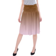 Chocolate Brown To Pink Lace Linear Gradient Midi Beach Skirt